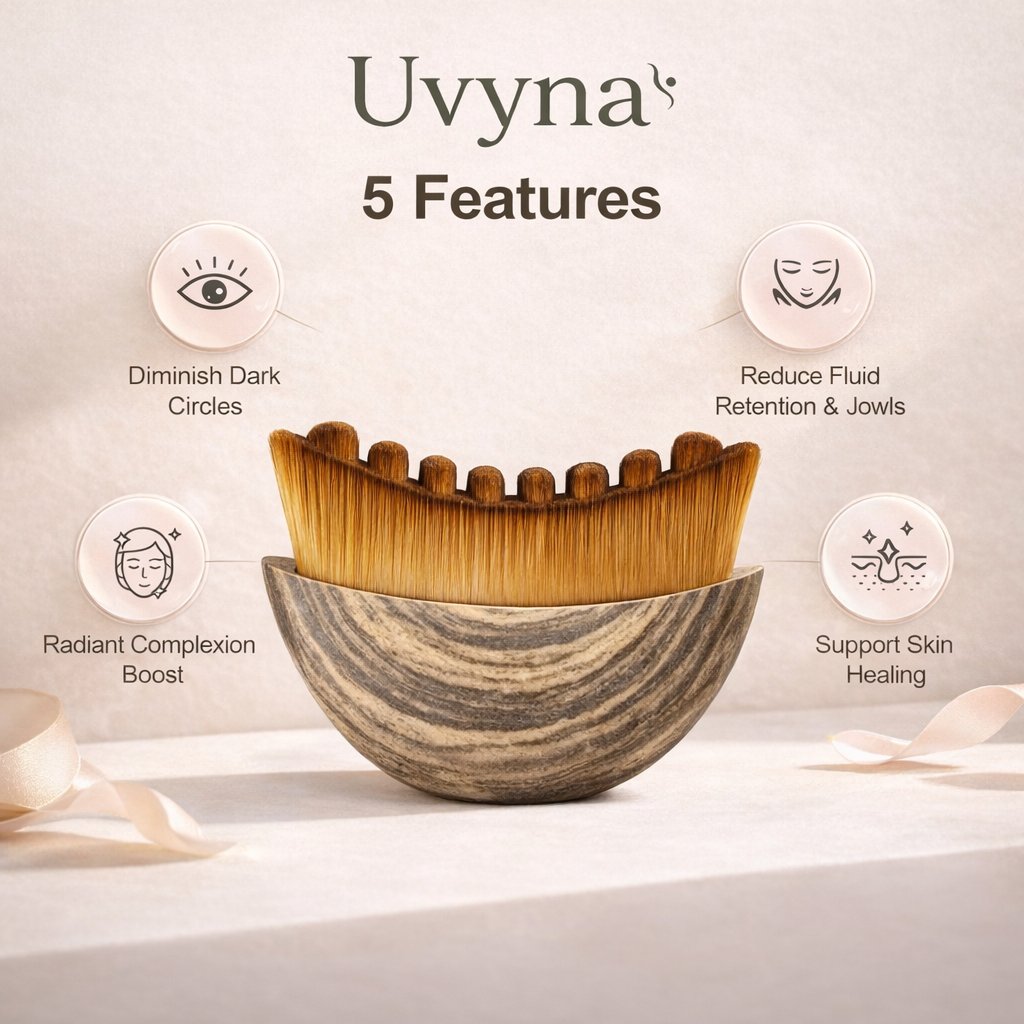 UVYNA Brush, 5 Features: Diminish Dark Circles, Reduce Fluid Retention, Radiant Complexion Boost, Support Skin Healing